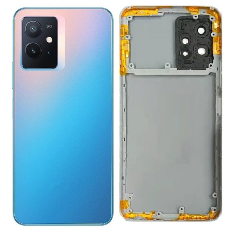 Compatible Replacement iQOO Z6 5G Full Body Housing Replacement Back Frame Middle Chassis with Side Keys – Black, Blue & White Color: BLUE